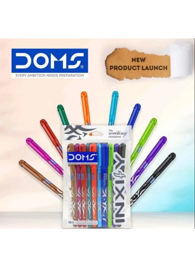 مجموعة DOMS Inxify مكونة من 10 أقلام حبر جاف بألوان متنوعة